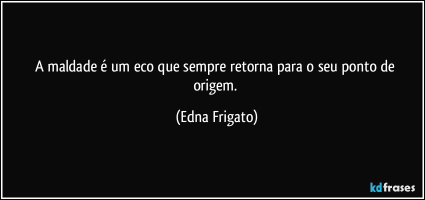 A maldade é um eco que sempre retorna para o seu ponto de origem. (Edna Frigato)