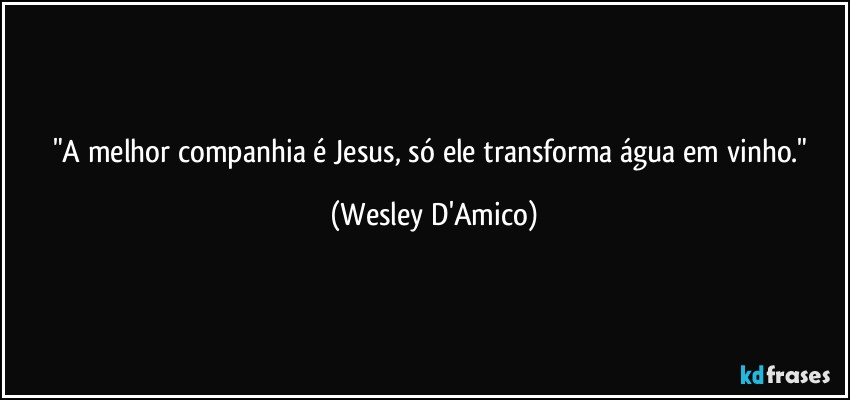 "A melhor companhia é Jesus, só ele transforma água em vinho." (Wesley D'Amico)