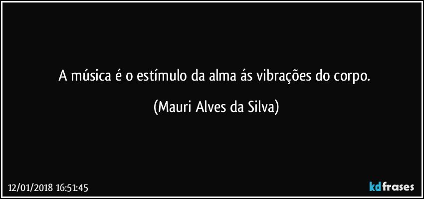 A música é o estímulo da alma ás vibrações do corpo. (Mauri Alves da Silva)