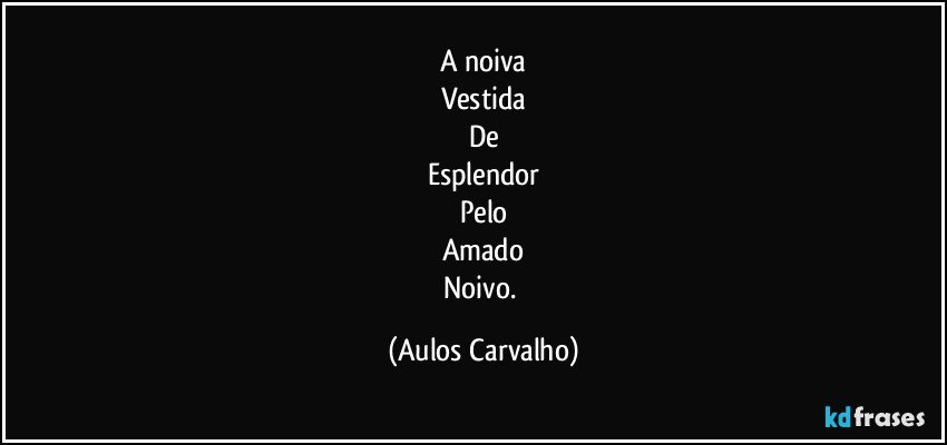 A noiva
Vestida
De
Esplendor
Pelo
Amado
Noivo. (Aulos Carvalho)