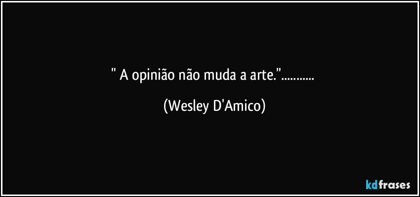 "⁠A opinião não muda a arte."... (Wesley D'Amico)