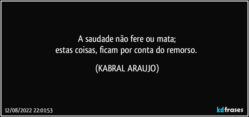 A saudade não fere ou mata;
estas coisas, ficam por conta do remorso. (KABRAL ARAUJO)