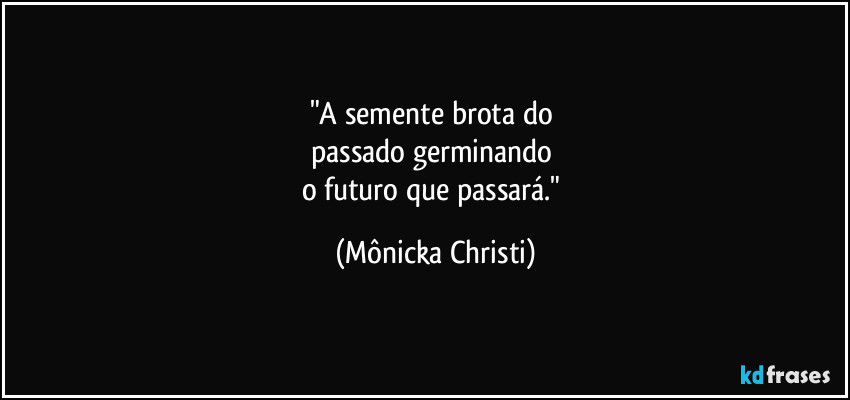"A semente brota do 
passado germinando 
o futuro que passará." (Mônicka Christi)