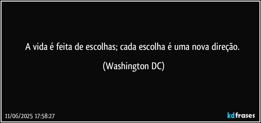 A vida é feita de escolhas; cada escolha é uma nova direção. (Washington DC)