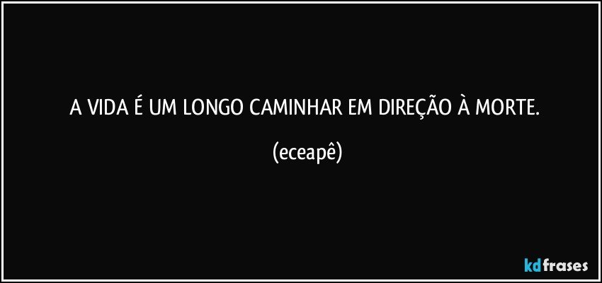 A VIDA É UM LONGO CAMINHAR EM DIREÇÃO À MORTE. (eceapê)