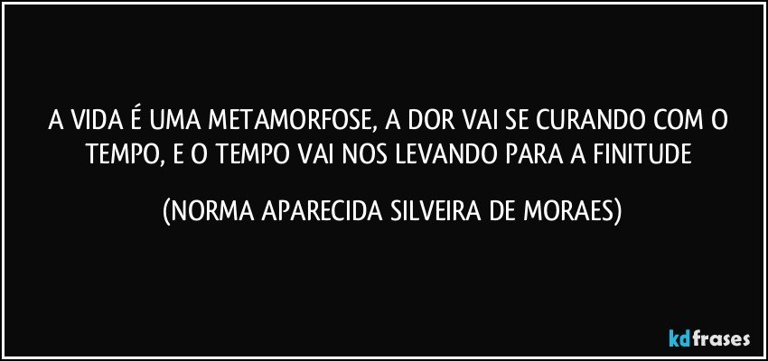 A VIDA É UMA METAMORFOSE, A DOR VAI SE CURANDO COM O TEMPO, E O TEMPO VAI NOS LEVANDO PARA A FINITUDE (NORMA APARECIDA SILVEIRA DE MORAES)