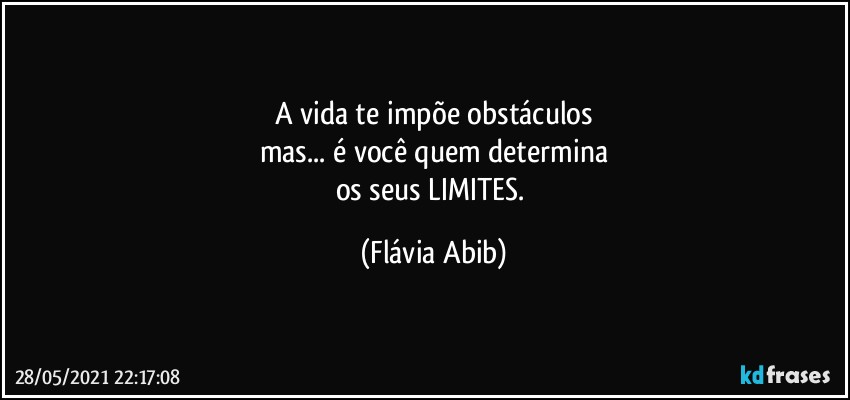 A vida te impõe obstáculos
mas... é você quem determina
os seus LIMITES. (Flávia Abib)