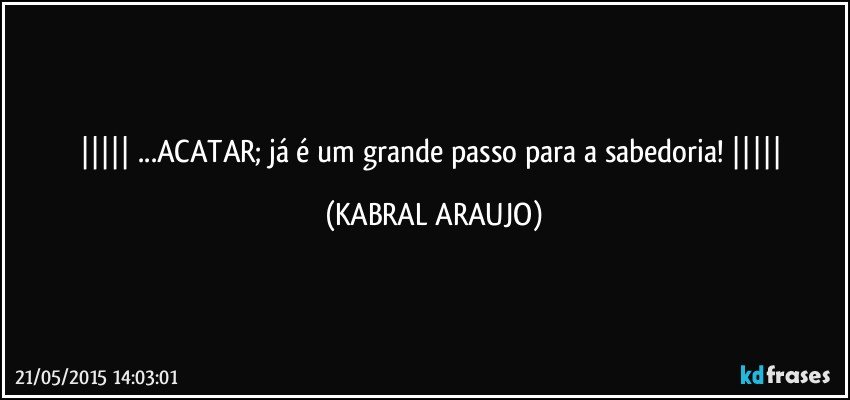  ...ACATAR; já é um grande passo para a sabedoria!  (KABRAL ARAUJO)