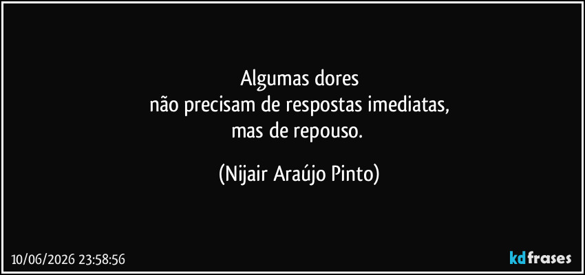 Algumas dores
não precisam de respostas imediatas,
mas de repouso. (Nijair Araújo Pinto)