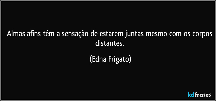 Almas afins têm a sensação de estarem juntas mesmo com os corpos distantes. (Edna Frigato)