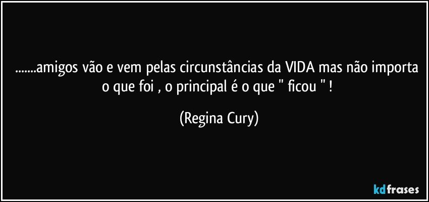 ...amigos vão e vem  pelas circunstâncias da VIDA mas não importa o que foi , o principal é o que " ficou " ! (Regina Cury)