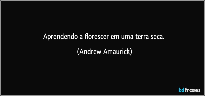 Aprendendo a florescer em uma terra seca. (Andrew Amaurick)