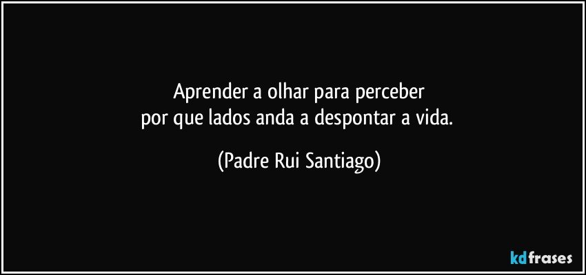 Aprender a olhar para perceber
por que lados anda a despontar a vida. (Padre Rui Santiago)