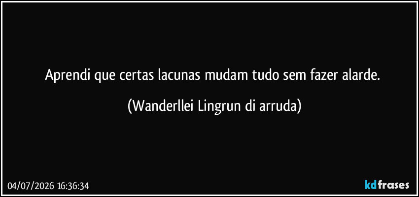 Aprendi que certas lacunas mudam tudo sem fazer alarde. (Wanderllei Lingrun di arruda)