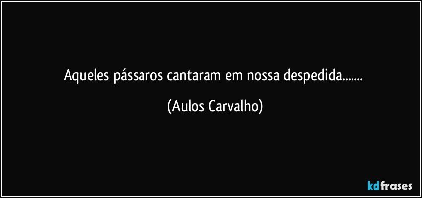 Aqueles pássaros cantaram em nossa despedida... (Aulos Carvalho)