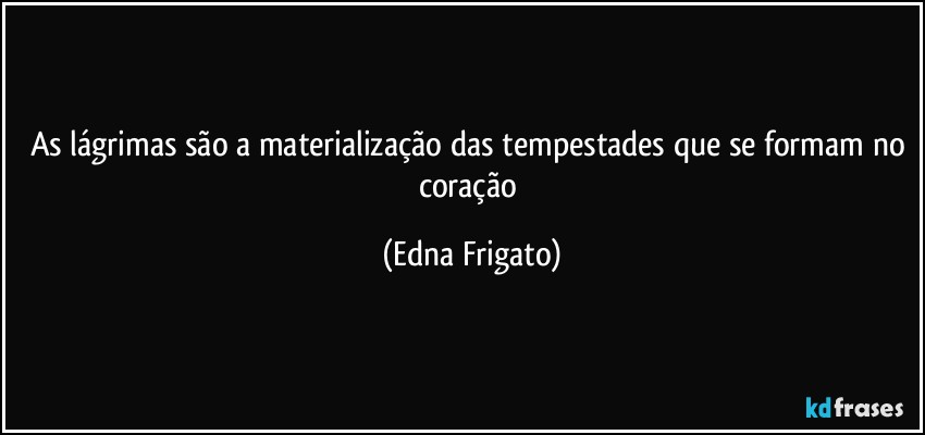 As lágrimas são a materialização das tempestades que se formam no coração (Edna Frigato)