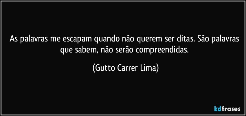 As palavras me escapam quando não querem ser ditas. São palavras que sabem, não serão compreendidas. (Gutto Carrer Lima)