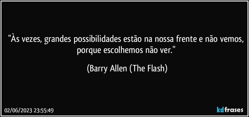 "Às vezes, grandes possibilidades estão na nossa frente e não vemos, porque escolhemos não ver." (Barry Allen (The Flash)