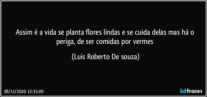 Assim é a vida se planta flores lindas e se cuida delas mas há o periga, de ser comidas por vermes (Luis Roberto De souza)