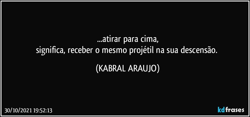 ...atirar para cima,
significa, receber o mesmo projétil na sua descensão. (KABRAL ARAUJO)