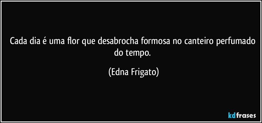 Cada dia é uma flor que desabrocha formosa no canteiro perfumado do tempo. (Edna Frigato)