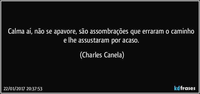 Calma aí, não se apavore, são assombrações que erraram o caminho e lhe assustaram por acaso. (Charles Canela)