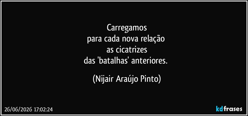Carregamos
para cada nova relação 
as cicatrizes
das 'batalhas' anteriores. (Nijair Araújo Pinto)