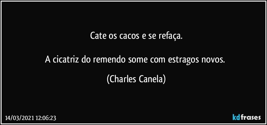 Cate os cacos e se refaça.

A cicatriz do remendo some com estragos novos. (Charles Canela)