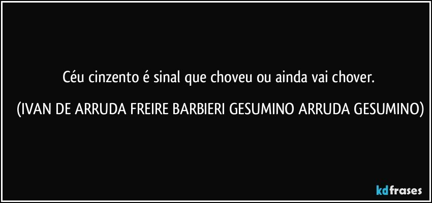 Céu cinzento é sinal que choveu ou ainda vai chover. (IVAN DE ARRUDA FREIRE BARBIERI GESUMINO ARRUDA GESUMINO)