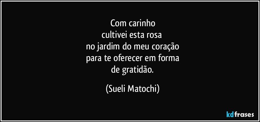 Com carinho
cultivei esta rosa 
no jardim do meu coração
para te oferecer em forma
 de gratidão. (Sueli Matochi)