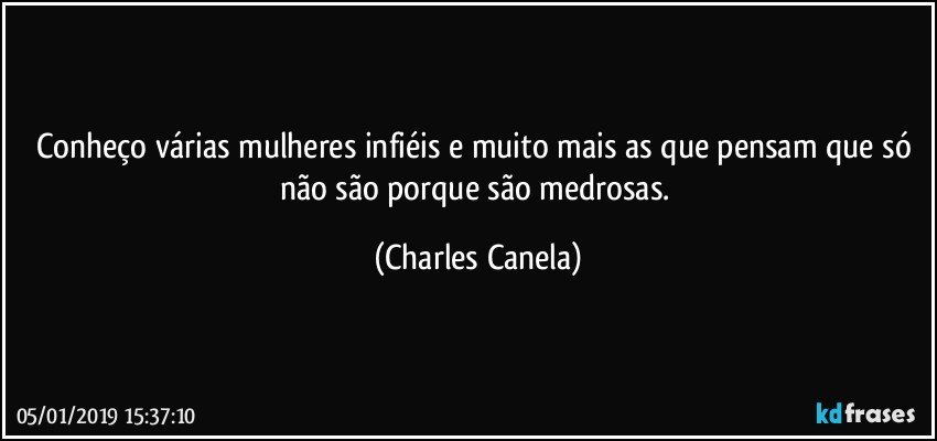 Conheço várias mulheres infiéis e muito mais as que pensam que só não são porque são medrosas. (Charles Canela)