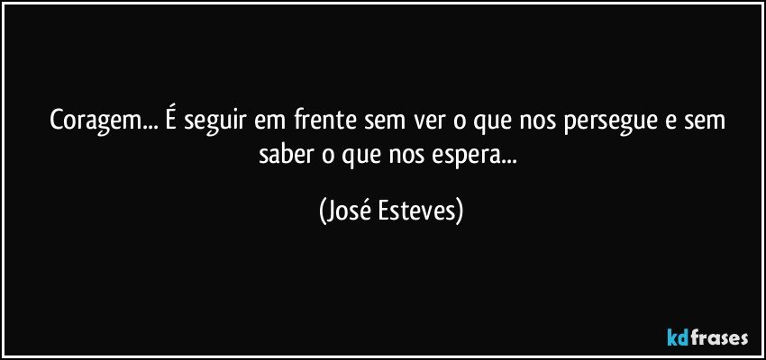 Coragem... É seguir em frente sem ver o que nos persegue e sem saber o que nos espera... (José Esteves)