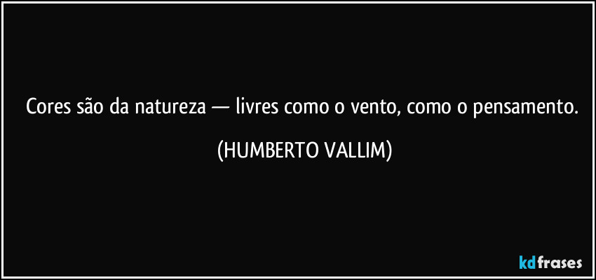 Cores são da natureza — livres como o vento, como o pensamento. (HUMBERTO VALLIM)