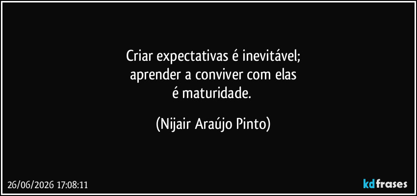 Criar expectativas é inevitável;
aprender a conviver com elas
é maturidade. (Nijair Araújo Pinto)