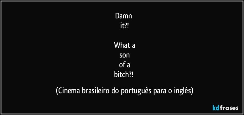 Damn 
it?!

What a
son
of a
bitch?! (Cinema brasileiro do português para o inglês)