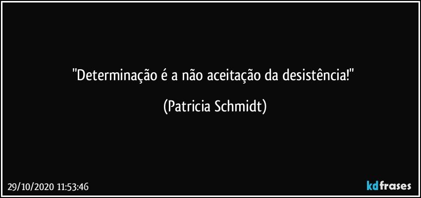 "Determinação é a não aceitação da desistência!" (Patricia Schmidt)