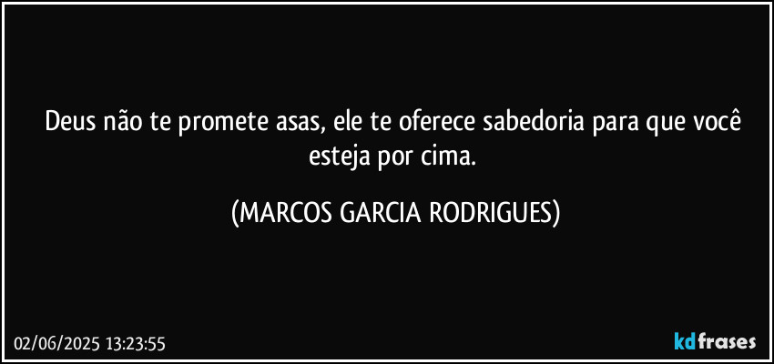 Deus não te promete asas, ele te oferece sabedoria para que você esteja  por cima. (MARCOS GARCIA RODRIGUES)