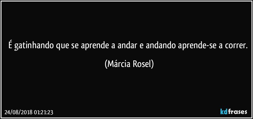 É gatinhando que se aprende a andar e andando aprende-se a correr. (Márcia Rosel)