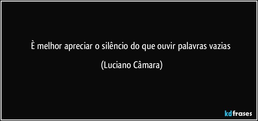 È melhor apreciar o silêncio do que ouvir palavras vazias (Luciano Câmara)