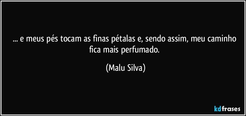 ... e meus pés tocam as finas pétalas e, sendo assim, meu caminho fica mais perfumado. (Malu Silva)