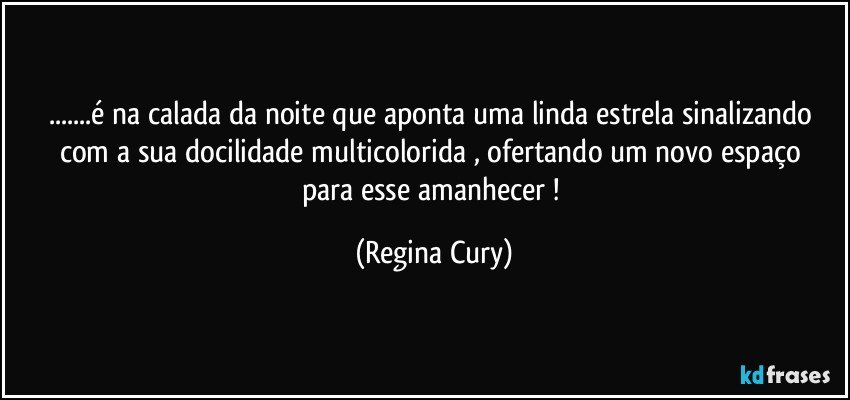 ...é na calada da noite  que aponta uma linda estrela sinalizando com   a sua  docilidade  multicolorida   , ofertando  um novo espaço  para esse  amanhecer ! (Regina Cury)