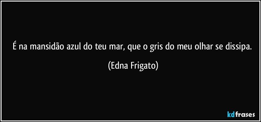 É na mansidão azul do teu mar, que o gris do meu olhar se dissipa. (Edna Frigato)