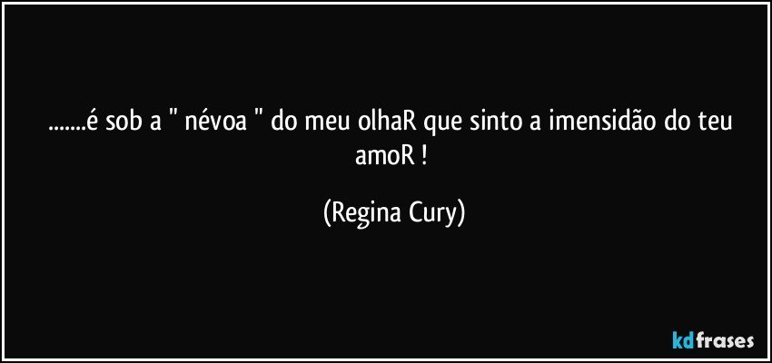 ...é sob a " névoa " do meu olhaR que sinto a imensidão do teu amoR ! (Regina Cury)