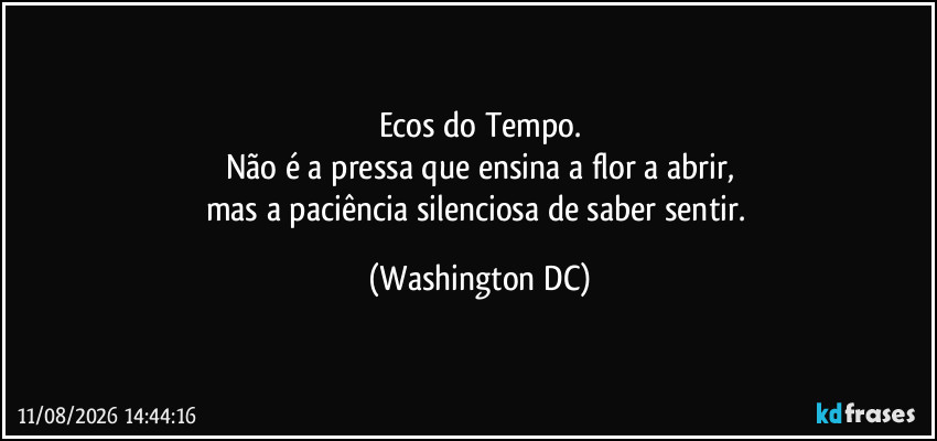 Ecos do Tempo.
Não é a pressa que ensina a flor a abrir,
mas a paciência silenciosa de saber sentir. (Washington DC)