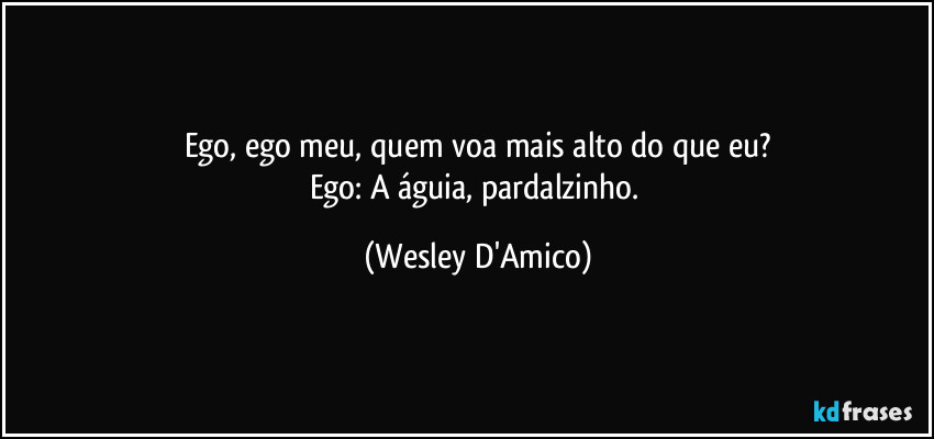 Ego, ego meu, quem voa mais alto do que eu?
Ego: A águia, pardalzinho. (Wesley D'Amico)