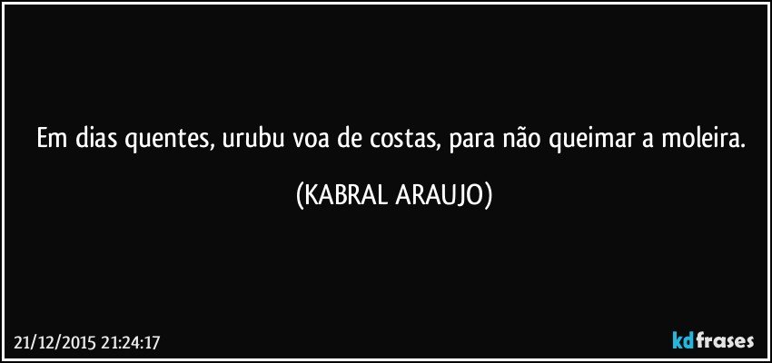 Em dias quentes, urubu voa de costas, para não queimar a moleira. (KABRAL ARAUJO)