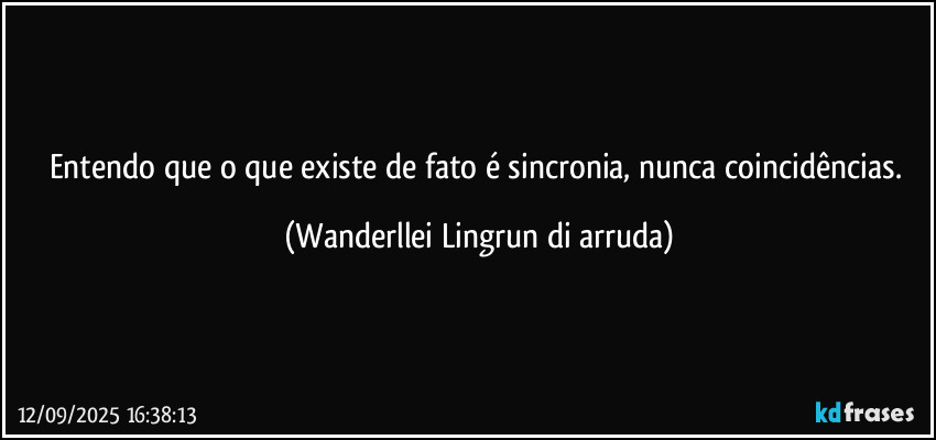 Entendo que o que existe de fato é sincronia, nunca coincidências. (Wanderllei Lingrun di arruda)