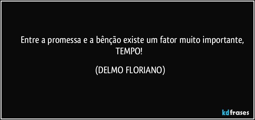 ⁠⁠⁠Entre a promessa e a bênção existe um fator muito importante, TEMPO! (DELMO FLORIANO)