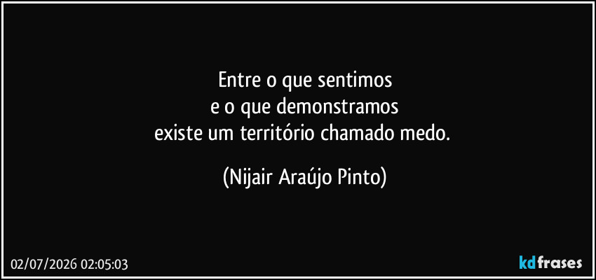 Entre o que sentimos
e o que demonstramos
existe um território chamado medo. (Nijair Araújo Pinto)