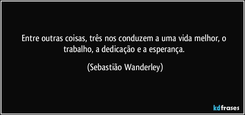 Entre outras coisas, três nos conduzem a uma vida melhor, o trabalho, a dedicação e a esperança. (Sebastião Wanderley)